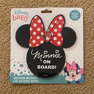 Disney Minnie Mouse Baby On Board Sign - Black & Red